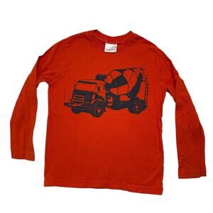 HANNA ANDERSSON Orange Cement Mixer Construction Truck Tee Size 8 130 Kid Cotton